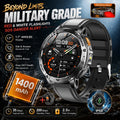 2026 New Military TANK 1400mAh Battery Smart Watch IP68 Waterproof LED Flashlight Heart Rate Sports tracker SOS Smart Watch Men