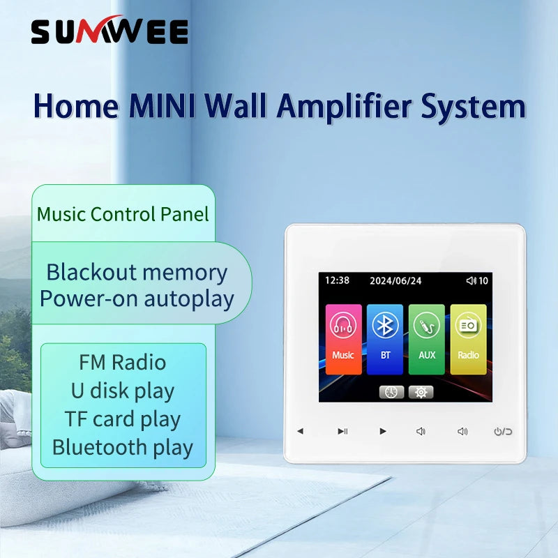 Mini wall amplifier Background music player Bluetooth sound control panel home audio amplificador with ceiling speaker