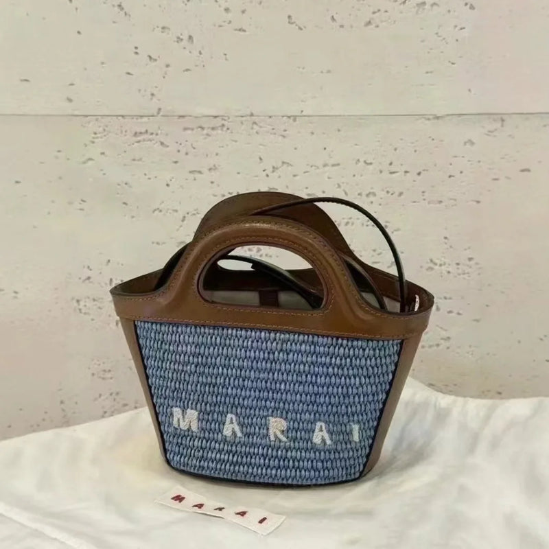 Elegant Mini Tote Bag with Leather Edges & Unique Cutout Handle