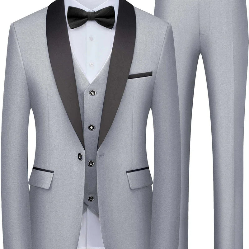ULBYANRY Mens 3-Piece Suit Set (Jacket Vest Pants) Formal Business Tuxedo XXS-7XL Tailored Party Prom Wedding Suits
