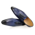 Men's lace up formal shoes, casual retro comfortable faux leather striped embossed handmade business dress shoes