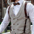 1pc Men'S Punk Gothic Faux Leather Suspenders - Adjustable Strap Body Harness with Metallic Buckles, Fashion Accessory