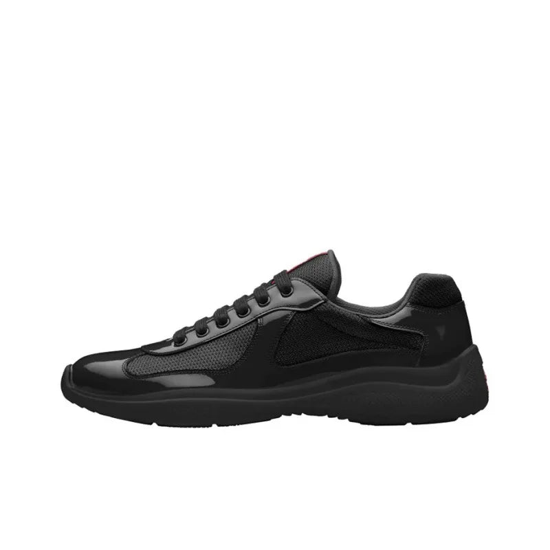 High-End Men's Sporty Casual Slip-On Shoes Breathable Leather Uppers Fashionable Glossy Finish Lightweight Comfortable All-Se