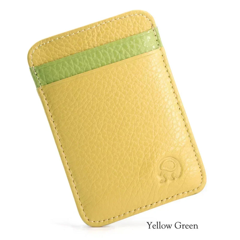 Fashion 100% Genuine Leather Thin Bank Credit Card Case Mini Card Wallet Men Bus Card Holder Cash Change Pack Business ID Pocket