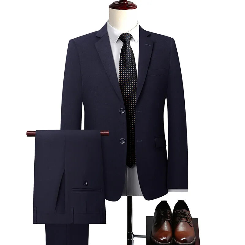 new model men High quality four-sided stretch Suit Formal  Jacket + Trousers 2-piece suit Men's Business suit size 5XL