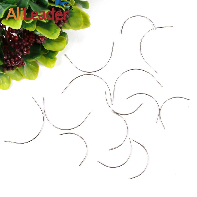 Alileader Wholesale Curved Needle For Hair Weaving Cap Wigs Needles For Hair Extension 12Pcs/Pack 6Cm/9Cm C-Type Needles Tools