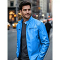Men's PU leather jacket stand-up collar slim-fit vintage-style biker jacket spring/fall top