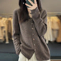 Hooded Cashmere Cardigan 100% Merino Wool Women's Sweater | SAMAG