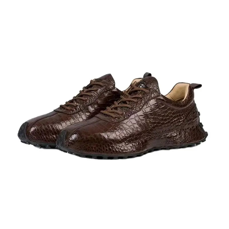 2026 new arrival Fashion Crocodile Belly Skin causal shoes men,male Genuine leather Sneakers 018
