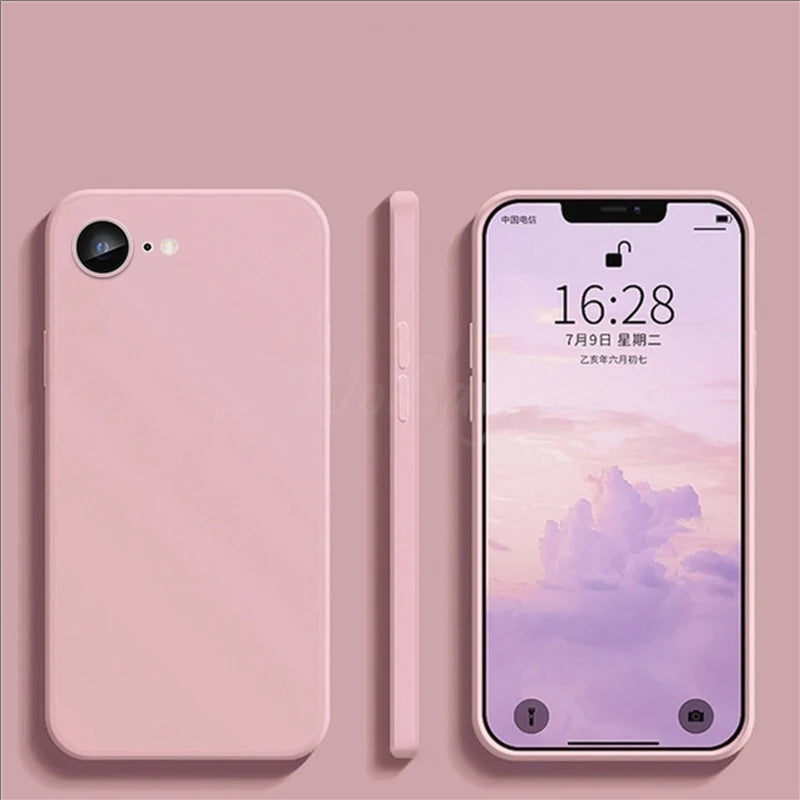 For iPhone 16e Case Liquid Silicone Plain Rubber Funda Phone Protector Case For iPhone 17e Cover For iPhone 17 E 16 E SE 4 Case