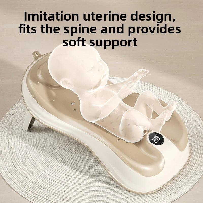 Portable Collapsible Baby Bath Tub | Smart Temperature Display | Soft Skin-Friendly Mesh for Infant Safety & Comfort