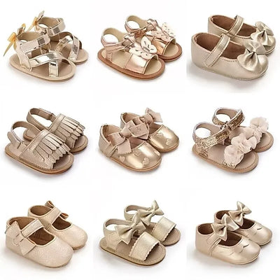 Gold Color Theme Christening baby Shoes for 1 Year Old | SAMAG