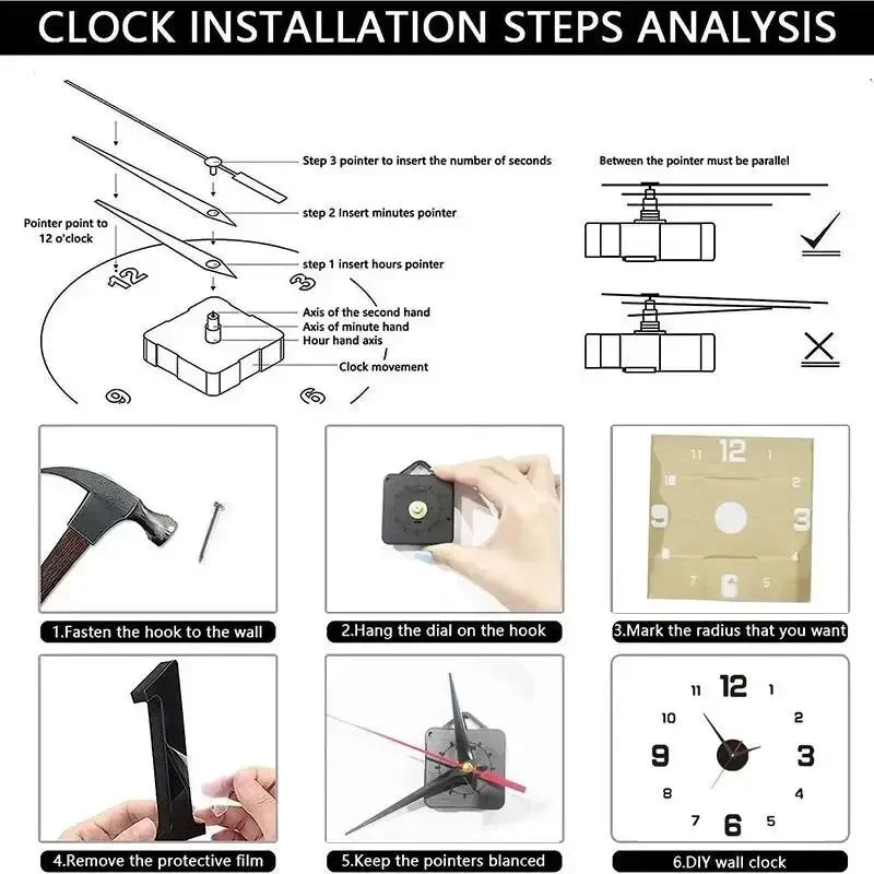 2024 Wall Clock Modern Design Large 3D DIY Quartz Fashion Watch Acrylic Mirror Sticker Living Room Home Decorations Decor Clocks