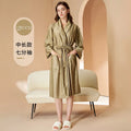 New Stripe Couple Bathrobe Cool Thin Spring Autumn Mid-Length Water Absorbent Loungewear Robe Men Women Luxury Home Nightgown