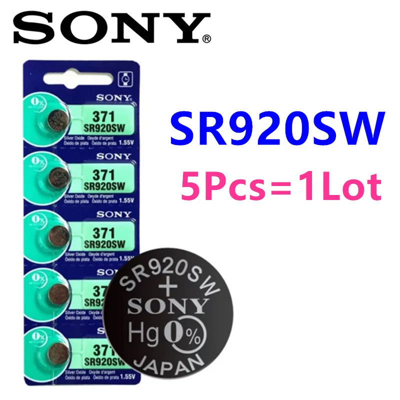 5Pcs Original Sony 337 SR416SW 364 SR621SW 371 SR920SW 377 SR626SW 379 SR521SW 395 399 SR927SW Button Batteria Coin Cells