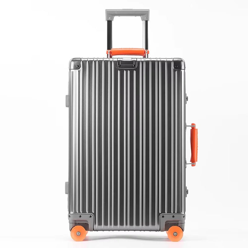 20''/24''/29'' All Aluminum-magnesium Alloy Suitcase Leather Handle Travel Case Bags Rolling Luggage with Spinner Wheel TSA Lock