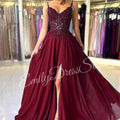 Green Chiffon Evening Dress Women Elegant Applique | SAMAG