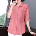 Fashion Lapel Solid Color All - match Half Sleeve Shirt | SAMAG