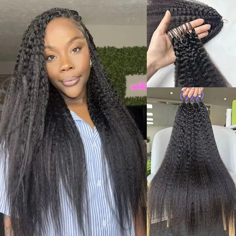 Frizira 300g Kinky Straight Feather Crochet 100% Human Hair Extension Pre Separated Knotless Crochet Hair Bundles For Reusable Boho Braids