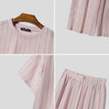 INCERUN Men's Sets Striped See Through Short Sleeve T Shirt Pants Two Piece Streetwear Loose Fashion - View 6 | SAMAG
