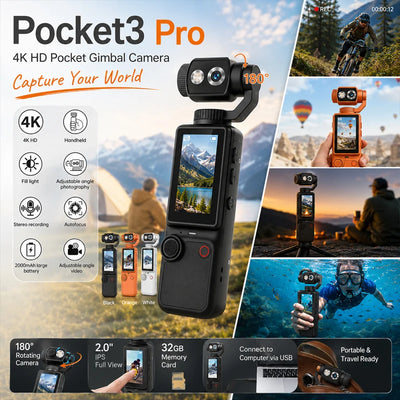 New Pocket3 Pro 4K Sports Action Camera Remote Control | SAMAG