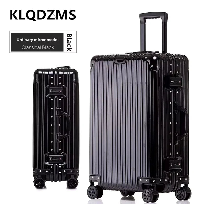 KLQDZMS German All Aluminum Magnesium Alloy Luggage 20 Inch Boarding Suitcase 28 Large Capacity Travel Business Leather Suitcase