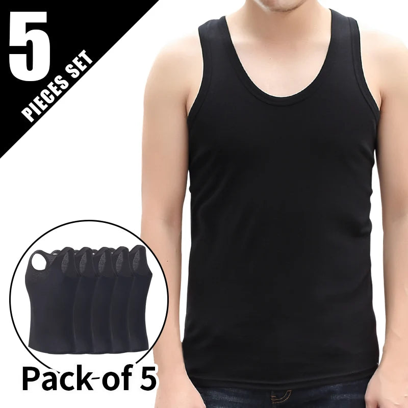 9/5/3 Pack Men's Four Seasons Pure Color Simple Joker Fashion Vest Loose Sports Running Fitness Mountaineering Top Teenager T