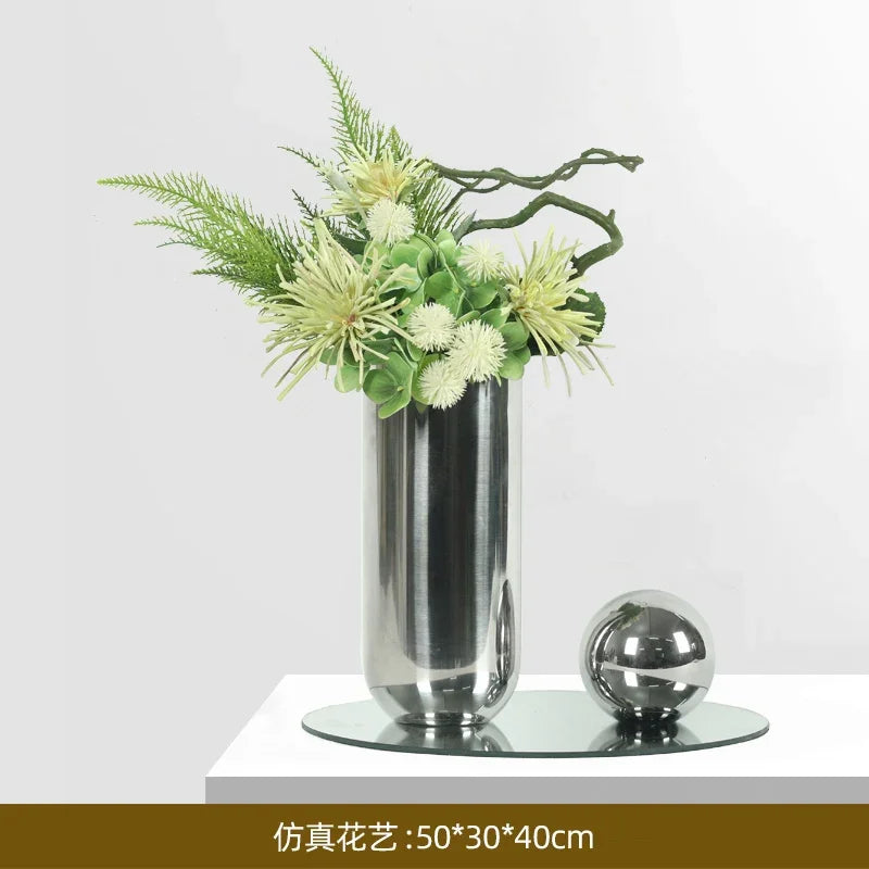Elegant Artificial Flower Vase Set Home Office Decor Flower Arrangements Model Room Display