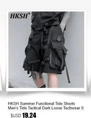 HKSH Spring Summer New Men's RO Style Round Collar Printed T-shirt Oversized Chic Cotton Chic Top American Loose Y2K Tees HK4638