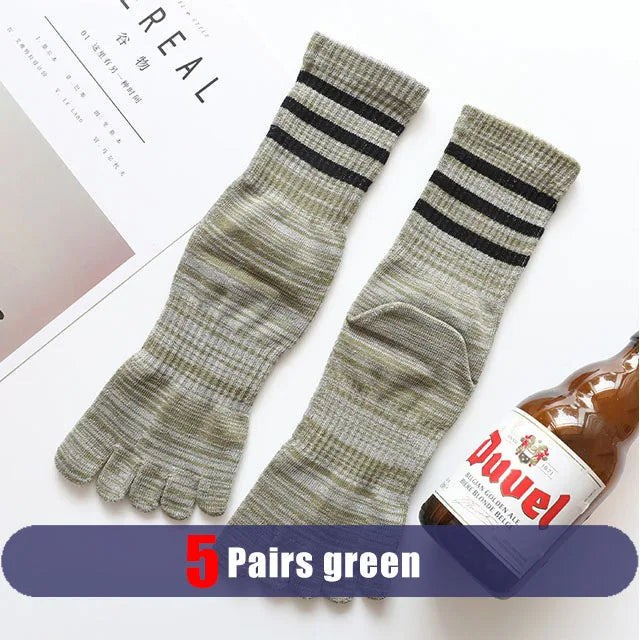 Pairs Man Toe Sport Socks Short Cotton Striped Colorful | SAMAG
