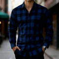 Men's Classic Red and Black Plaid Long-Sleeved Shirt | SAMAG