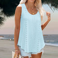 Plus Size Curved Hem Tank Top, Casual Crew Neck Sleeveless Tank Top For Summer, Women's Plus Size Clothing