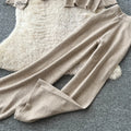 SINGREINY Lazy Knitwear Autumn Suits Simple Loose Pullover+Halter Mini Tank Top+Wide Leg Pants Women Sensual Sweater 3Pcs Sets