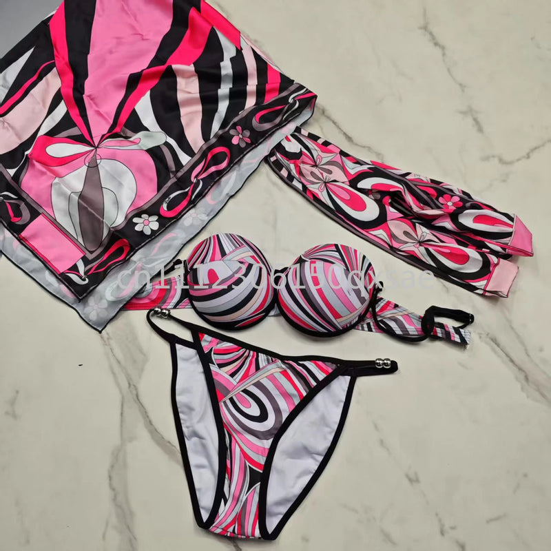 Women's Scarf Swimsuits with Letter Signature Logo Lady | SAMAG