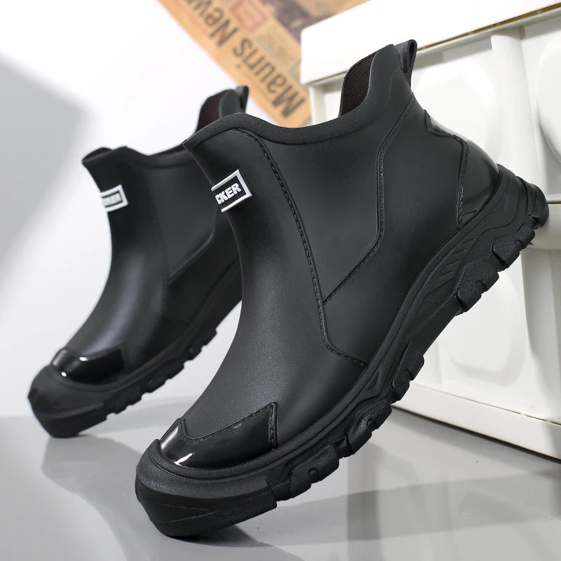 Fashion High Top Rain Boots for Men Women Anti-slip Waterproof Oil-proof Chef Shoes Lightweight Man Ankle Work Shoes Water Shoes