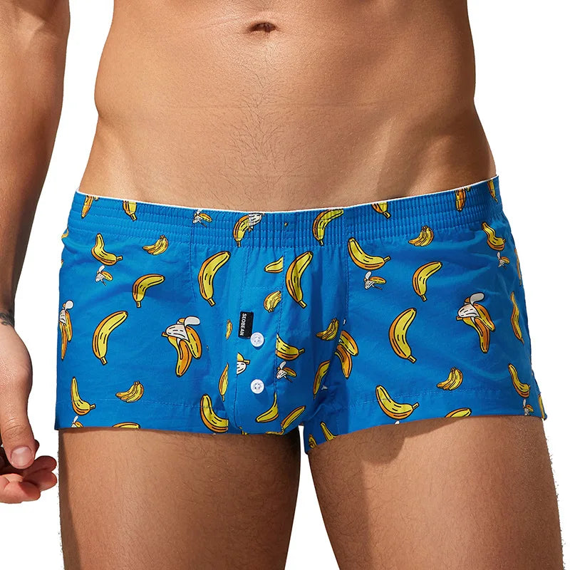 SEOBEAN Men's Cotton Sleepwear U-Shaped Pouch Arro Pants Casual Cotton Home Shorts Trendy Sensual Flat-Bottomed Underwear