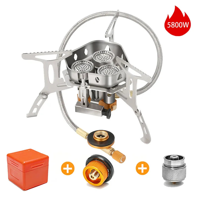 3500/5800W Big Power Gas Stove Camping BBQ Picnic Burner Portable Outdoor Windproof Fishing Hiking Heating Stove Wholesale