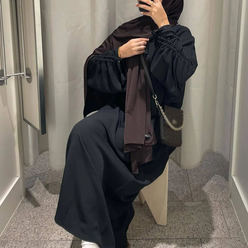 Eid Islamic Modest Dress for Women Abaya Lace-up Sleeve | SAMAG