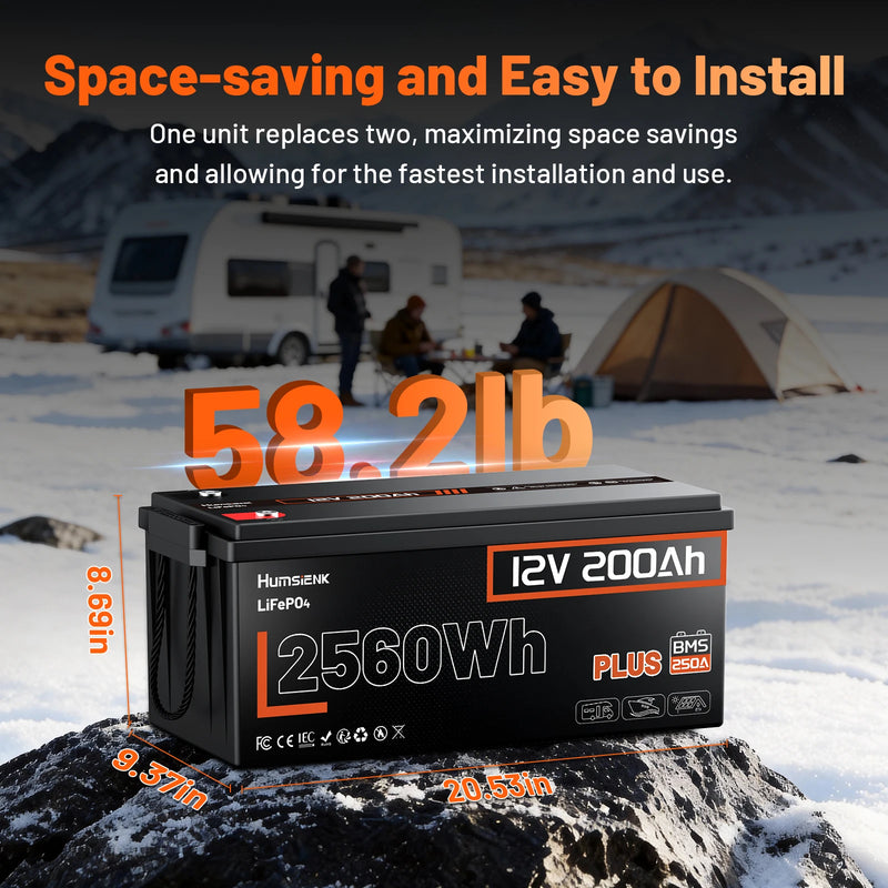 Humsienk 12V 100Ah 150Ah 200Ah 314Ah LiFePO4 Battery Built-in BMS Low Temperature Protection For  RV/ Camp/ Solar Energy Storage