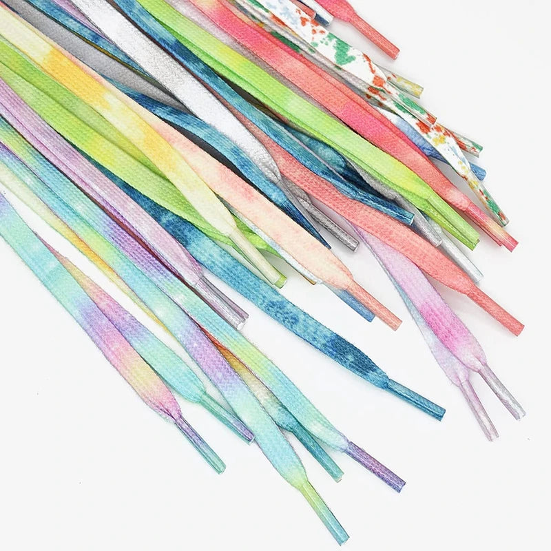 1 Pair Cotton Shoelaces Trend Tie Dye Shoe Laces Personality Men and Women Casual Shoes Universal Flat Shoelaces 120/140/160cm