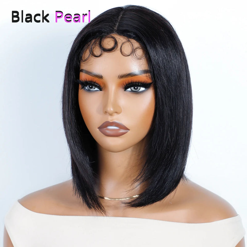 180% Density Cheap Nature Remy Black Dark Hair Wigs Sleek Peruvian Straight Lace Bob Wigs Short Lace Part Human Hair Wigs