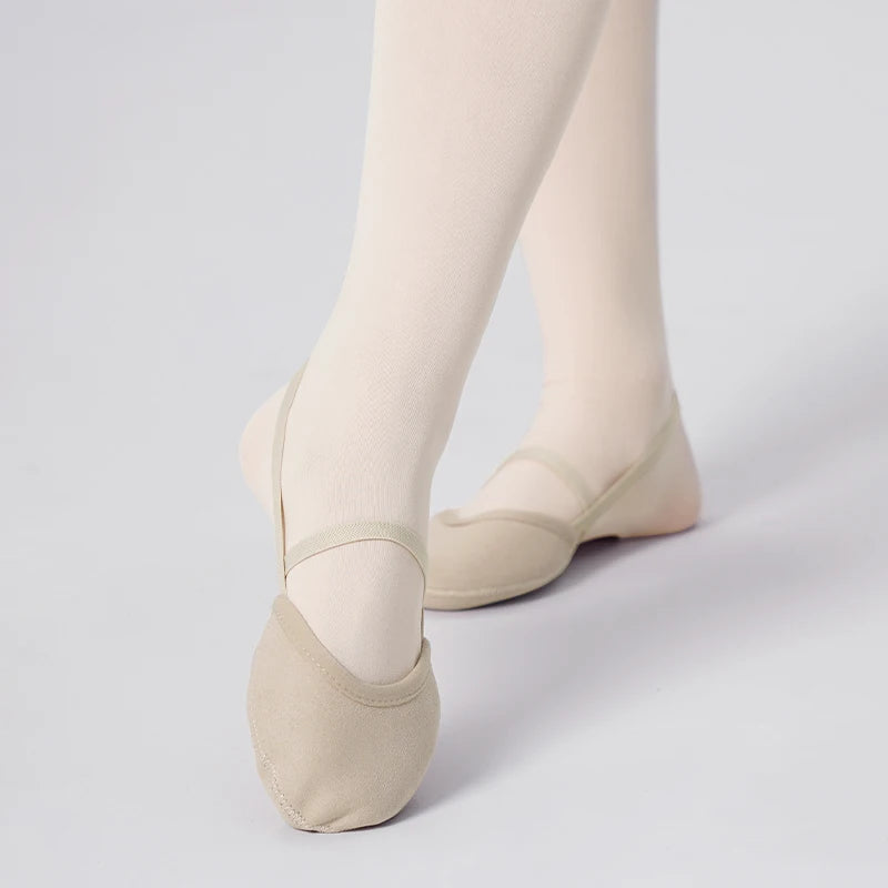 Women Professional Artistic Gymnastics Shoes Adult Half Foot Shoes Girls Suede Semi-Palm Shoes Abrasion Ballet Dance Toe Flats