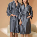 New Stripe Couple Bathrobe Cool Thin Spring Autumn Mid-Length Water Absorbent Loungewear Robe Men Women Luxury Home Nightgown