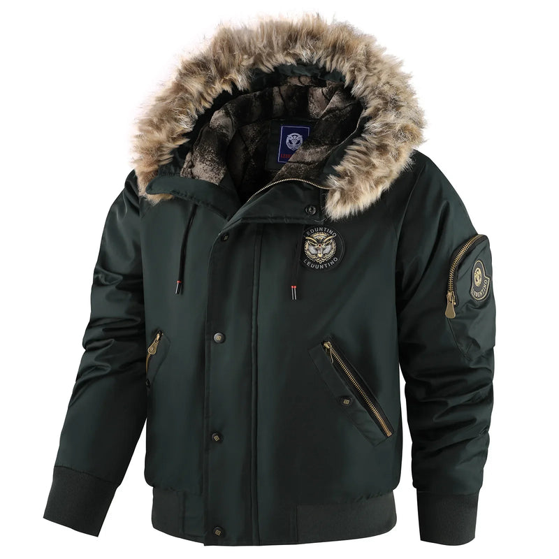 New Fashion Men Hooded Fur Collar Winter Down Jackets Male Outwear Casual Fleece Parkas Warm Coats Good Quality Men Jackets 3XL
