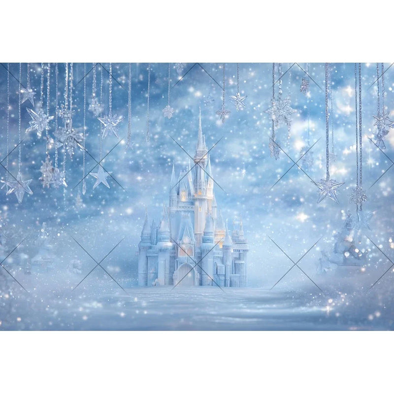 Ice Castle Girls Princess Birthday Party Decor Photography Backdrop Blue Curtains Photozone Background Photo Studio Shoots Props