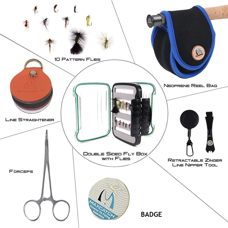 Maxcatch V-Feather Fly Rod Reel Kit Lightweight 2/3WT Fly Fishing Combo Outfit for Small Stream Creek Trout Beginner