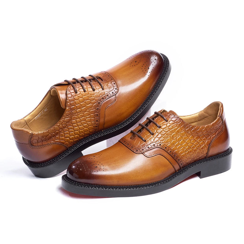 Men's Casual Shoes Brock Oxford Shoes Retro Red Sole Genuine Leather Men's Formal 2026 Spring/Summer New Collection