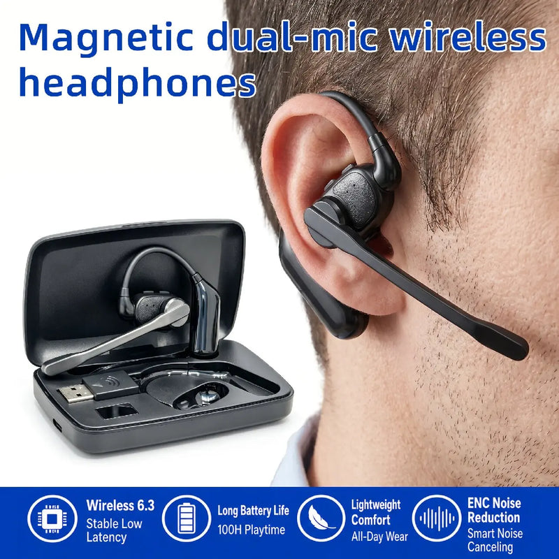 V1-3 Business Earphones with Charging Compartment Wireless Headphones Hanging Ear Bluetooth Earphones Single Ear with Detachable