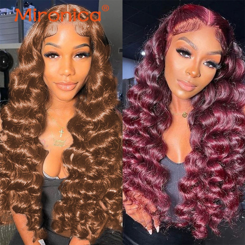 Loose Wave 30# Brown Human Hair  Bundles With 13X4 HD Closure Malaysian Virgin 12A Human Hair 3Bundles With Closure Raw Hair