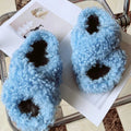Real Wool Fur House Slippers Solid Color Cross Strap Fluffy Fur Slides Funny Comfortable Fuzzy Slippers Women's Shoes Trend 2026